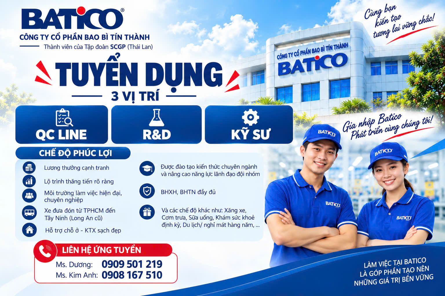 Batico Tuyển dụng Nhân viên kiểm tra chất lượng (QC line)