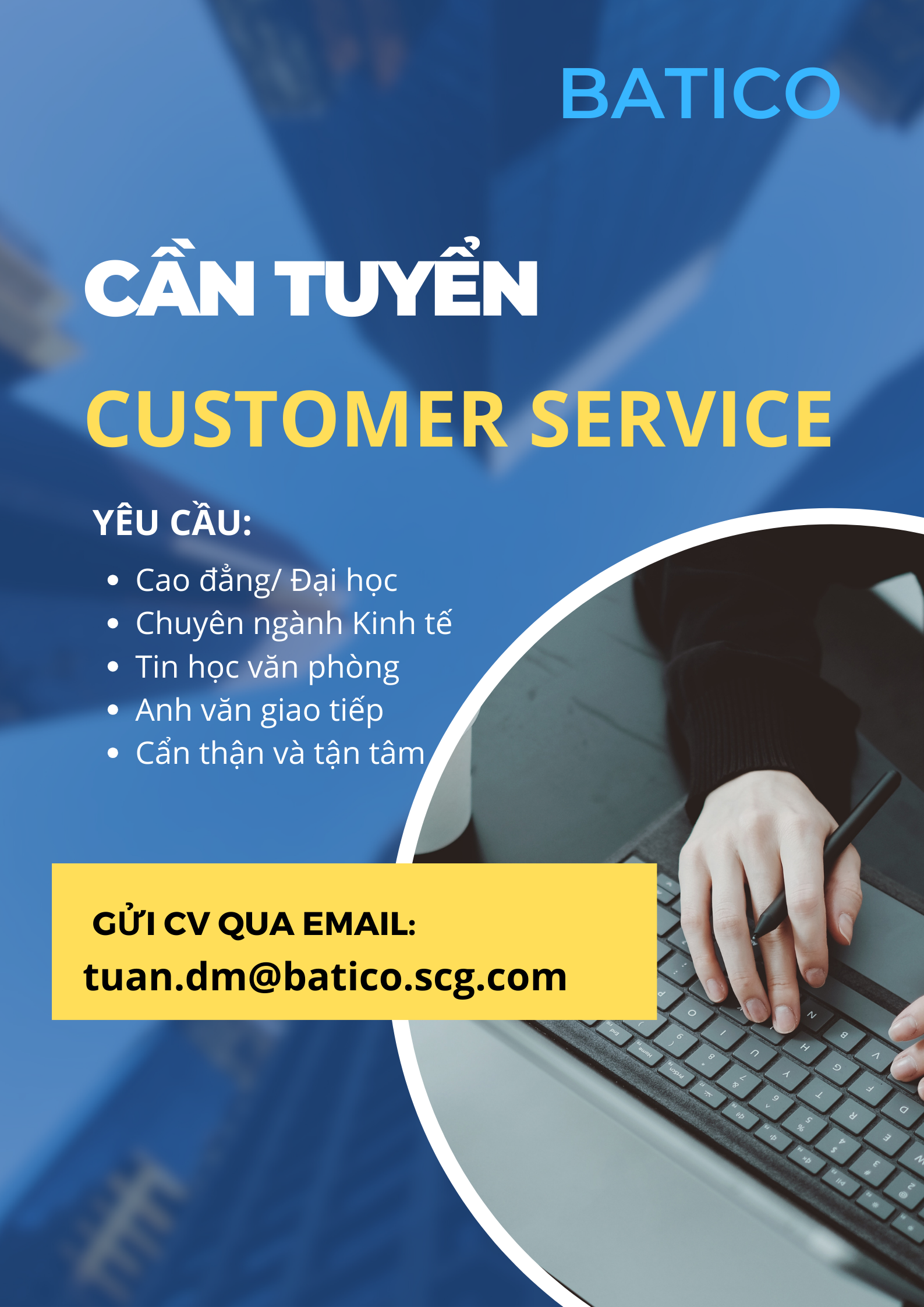 THÔNG BÁO TUYỂN DỤNG VỊ TRÍ: CUSTOMER SERVICE